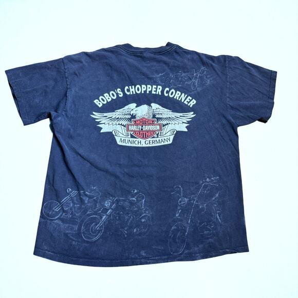 Vintage Harley Davidson Leader of The Pack Wolf AOP Bobos Choppers XL Munich - Picture 2 of 7